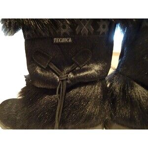 Tecnica Black Fur Embroidered Band Fashion Eskimo Boots 6.5 EU 37.5